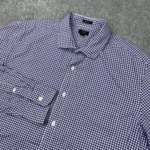 J Crew Shirt Mens Large Purple Ludlow‎ Gingham Check 120s 2 Ply Preppy Casual